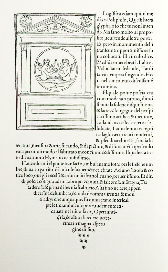 Francesco Colonna, Hypnerotomachia Poliphili. Aldus Manutius, Venetsia 1499.