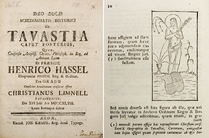 Henricus Hassel, Schediasmatis historici de Tavastia caput posterius. Aboae: Johan Kaempe1748.